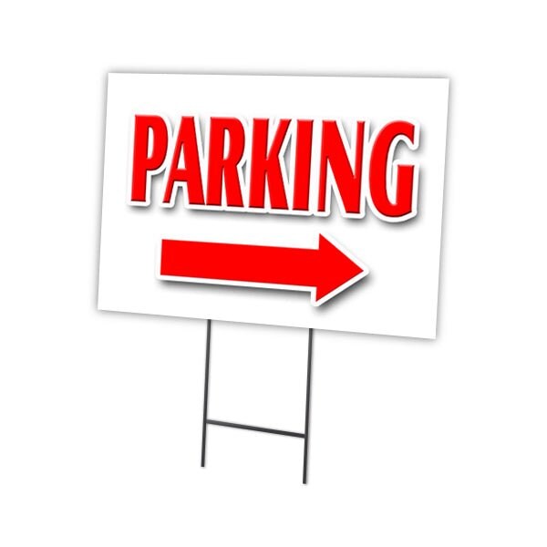 Parking Right Arrow Yard & Stake outdoor plastic coroplast window, C-1824-DS-Parking Right Arrow